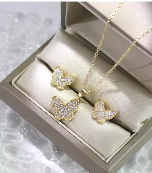 Butterfly Necklace Set - Blond Berry